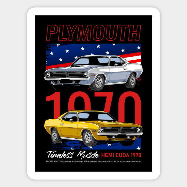 1970 Hemi Cuda Car Sticker by milatees